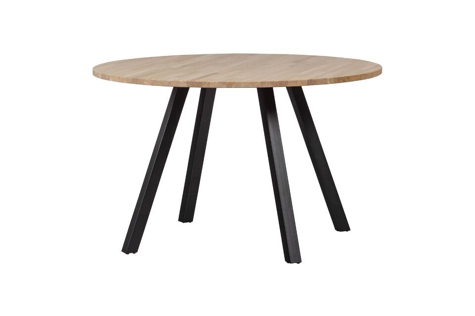 Tafel Ø120 in beige massief eiken met vierkante poten Tablo Woood