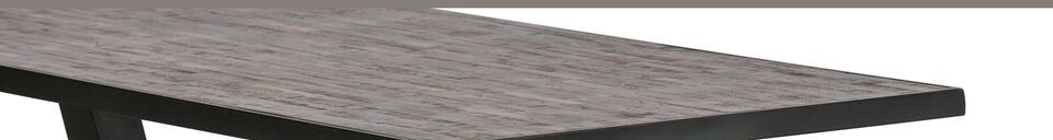 Benadrukte materialen Tafelblad 200x90 in teak en bruin metaal Tablo
