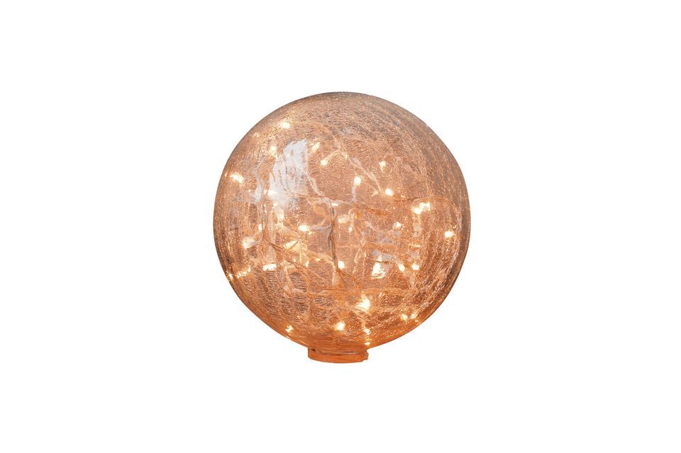 Deze 25 cm lange tafellamp met helder gebarsten glazen bol toont een warm lichteffect met de lichte