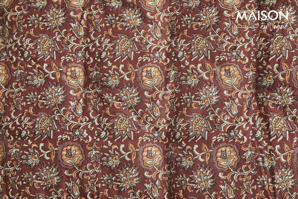 Katoenen kussen in warme kleuren, mix van oudroze, oranje, beige, grijs en paprika