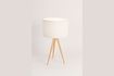 Miniatuur Witte houten driepoot tafellamp 6