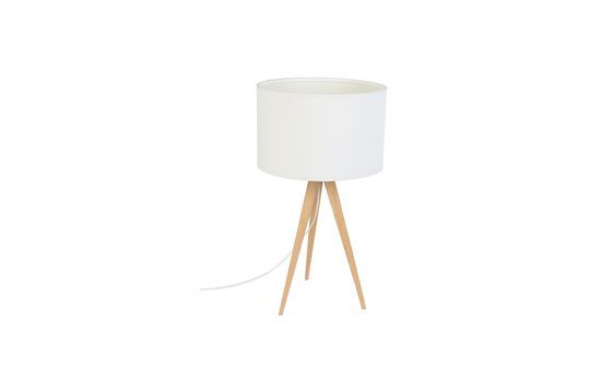 Witte houten driepoot tafellamp