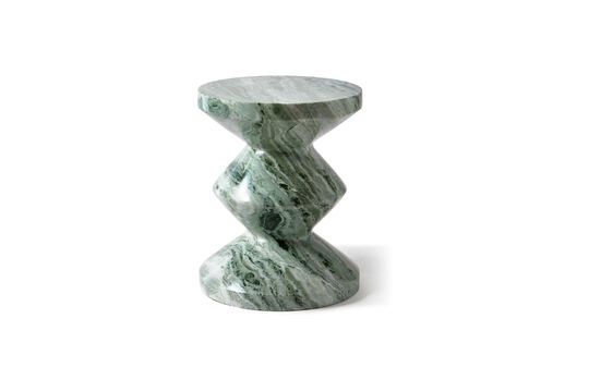 Zig zag donkergroen marmeren kruk