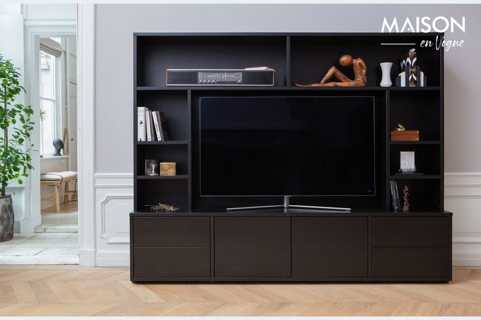 Zwart houten TV-meubel Maxel