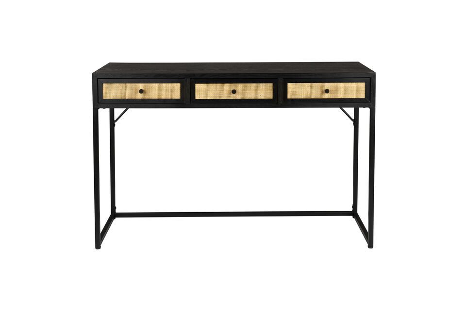 Ontdek de discrete charme van onze zwarte rotan consoletafel Guuji