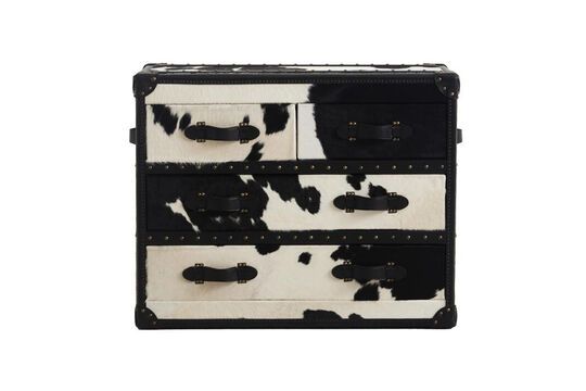 Zwart-witte commode van koeienhuid
