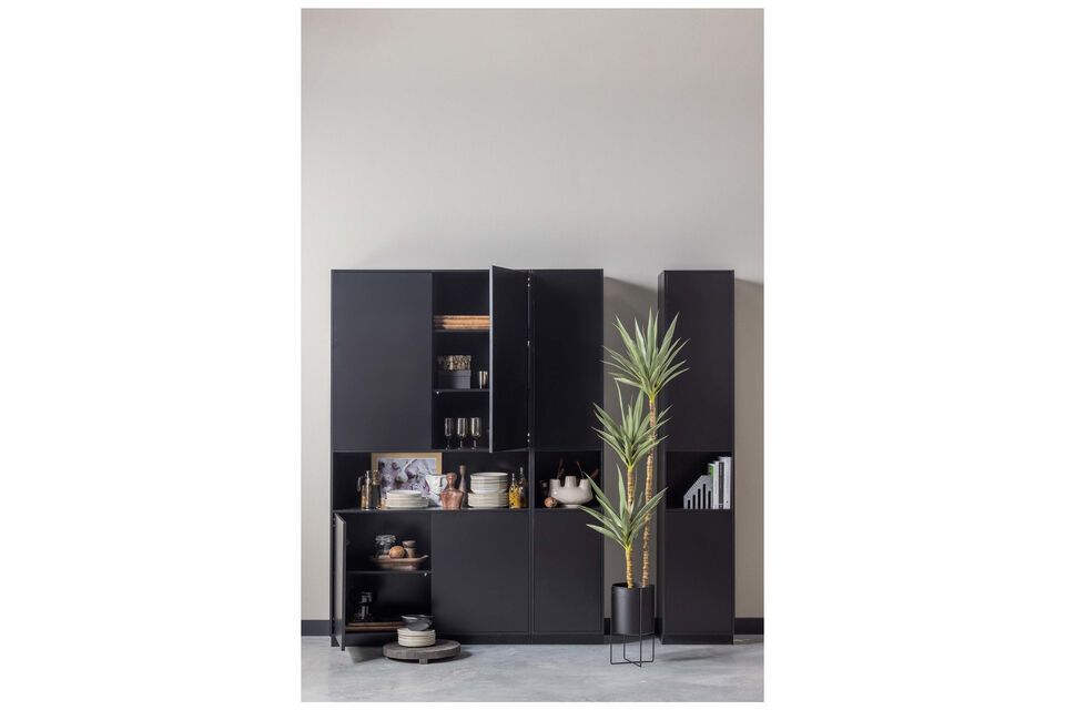 bord referentie zonne Zwarte metalen bloempot Arda Woood - 40cm | Maison en Vogue