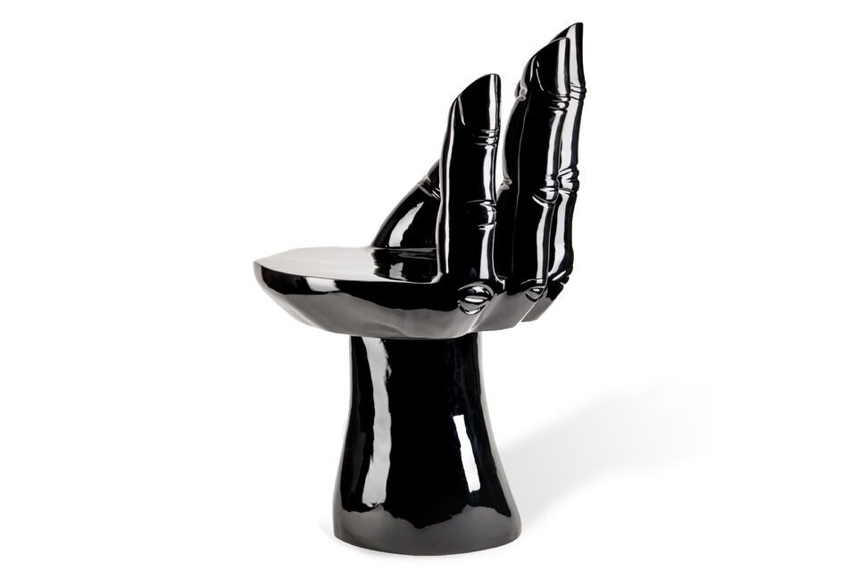 Handstoel in zwart polyester met een origineel en verrassend design